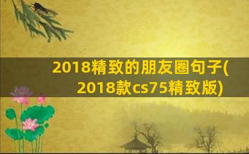 2018精致的朋友圈句子(2018款cs75精致版)