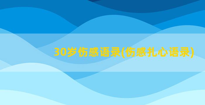 30岁伤感语录(伤感扎心语录)