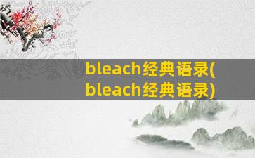 bleach经典语录(bleach经典语录)