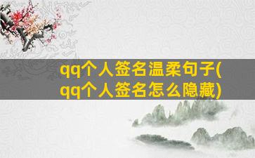 qq个人签名温柔句子(qq个人签名怎么隐藏)