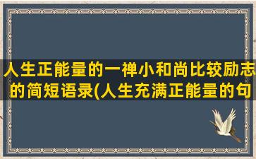 人生正能量的一禅小和尚比较励志的简短语录(人生充满正能量的句子)