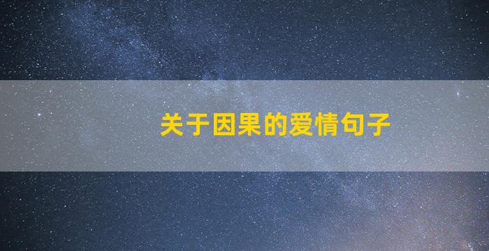 关于因果的爱情句子