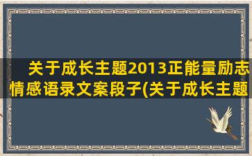 关于成长主题2013正能量励志情感语录文案段子(关于成长主题的作文600字)