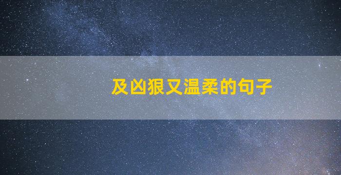 及凶狠又温柔的句子