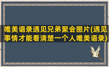 唯美语录遇见兄弟聚会图片(遇见事情才能看清楚一个人唯美语录)