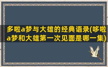 多啦a梦与大雄的经典语录(哆啦a梦和大雄第一次见面是哪一集)