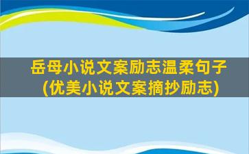 岳母小说文案励志温柔句子(优美小说文案摘抄励志)