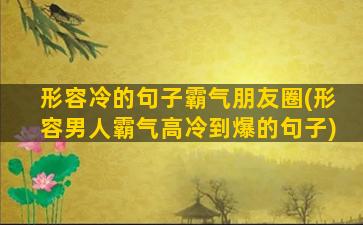 形容冷的句子霸气朋友圈(形容男人霸气高冷到爆的句子)