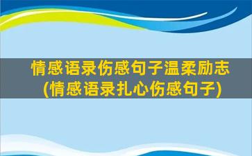 情感语录伤感句子温柔励志(情感语录扎心伤感句子)