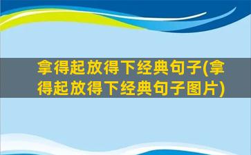 拿得起放得下经典句子(拿得起放得下经典句子图片)