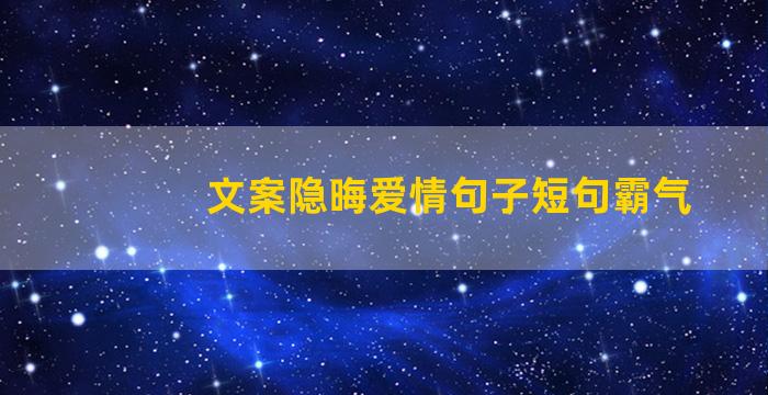 文案隐晦爱情句子短句霸气