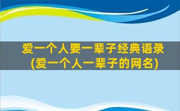 爱一个人要一辈子经典语录(爱一个人一辈子的网名)