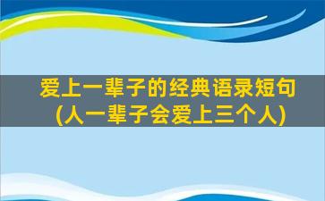 爱上一辈子的经典语录短句(人一辈子会爱上三个人)