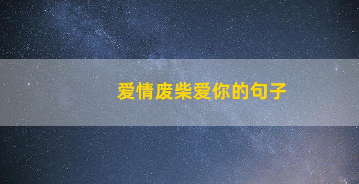 爱情废柴爱你的句子