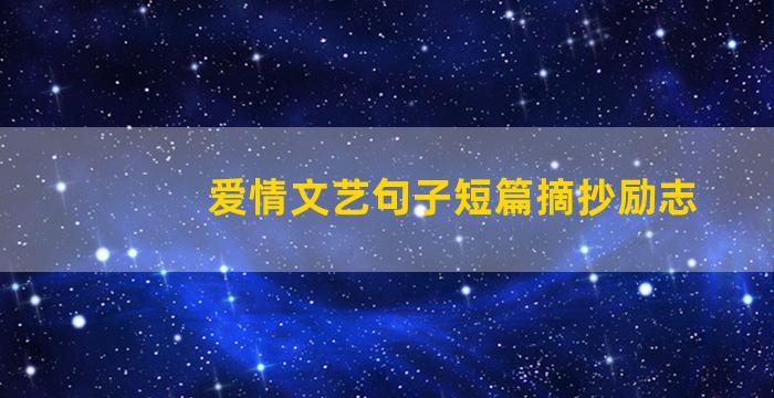 爱情文艺句子短篇摘抄励志