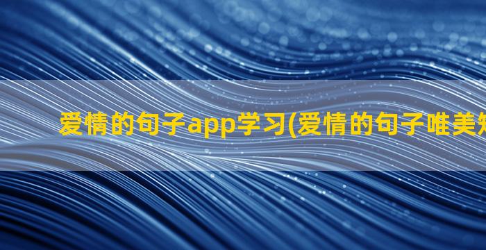 爱情的句子app学习(爱情的句子唯美短句文案)