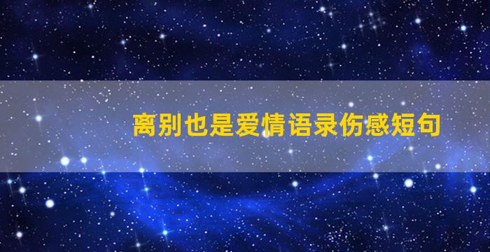 离别也是爱情语录伤感短句