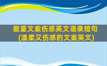 能量文案伤感英文语录短句(温柔又伤感的文案英文)