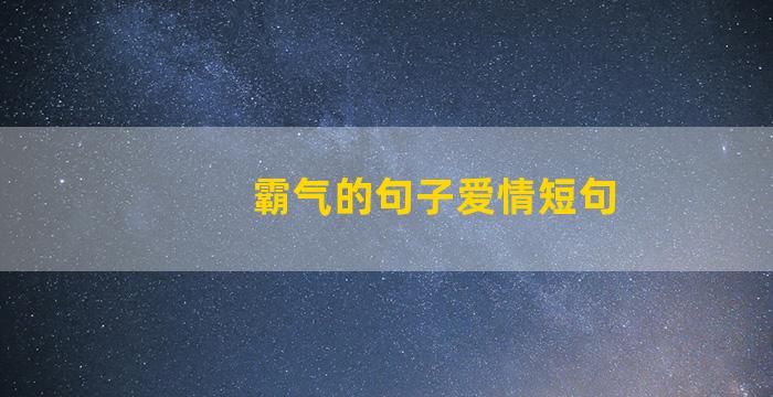 霸气的句子爱情短句