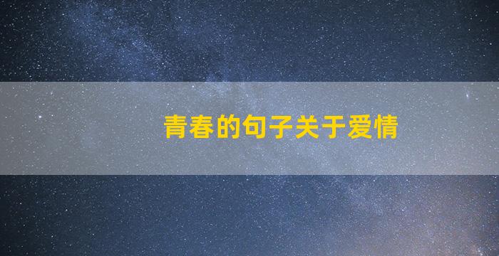 青春的句子关于爱情