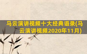 马云演讲视频十大经典语录(马云演讲视频2020年11月)